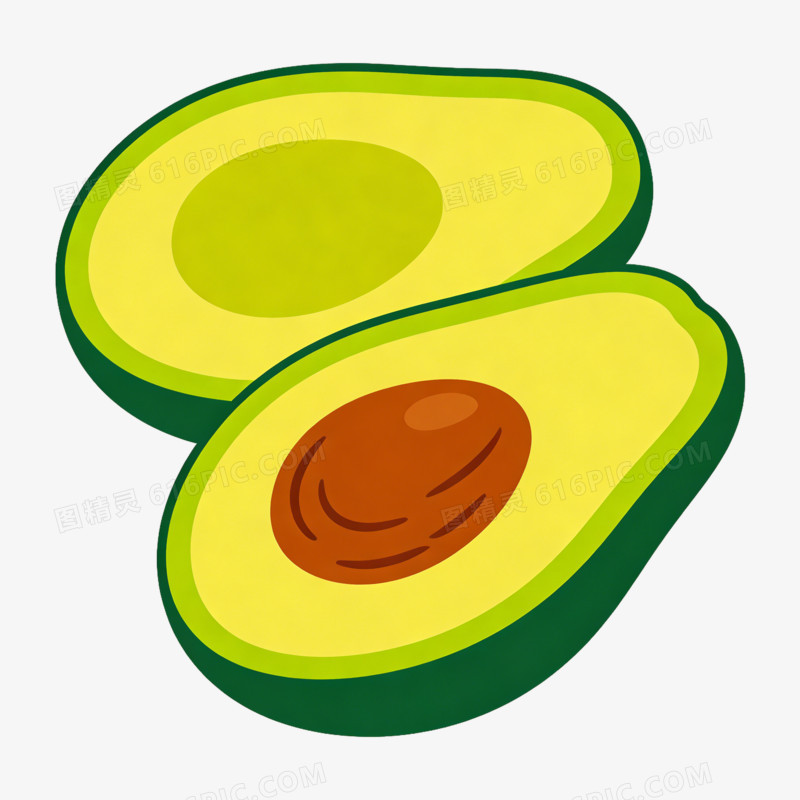 卡通切开的水果牛油果免抠元素