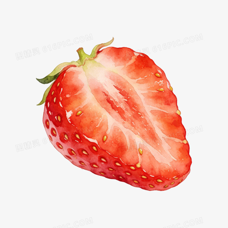 卡通切开的水果草莓免抠元素