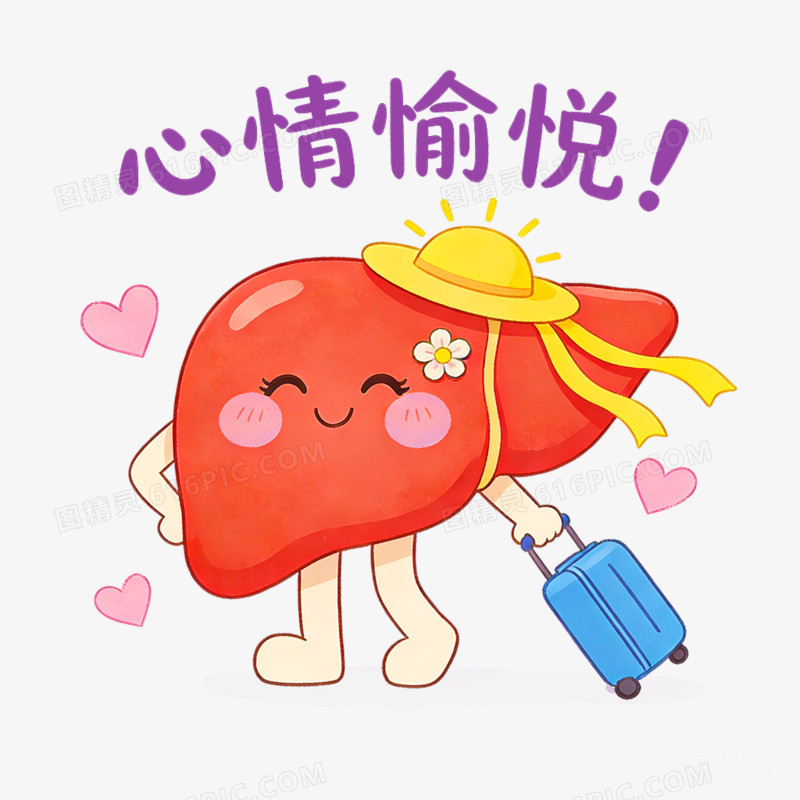 卡通手绘全国爱肝日免抠素材