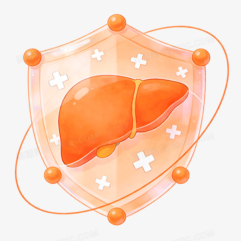 卡通手绘全国爱肝日免抠素材