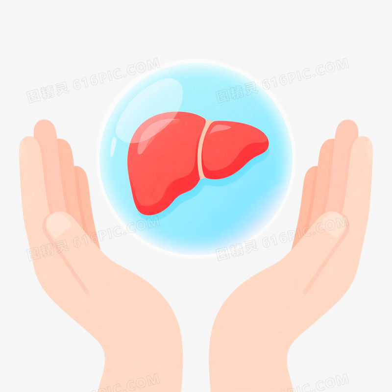 卡通手绘全国爱肝日免抠素材