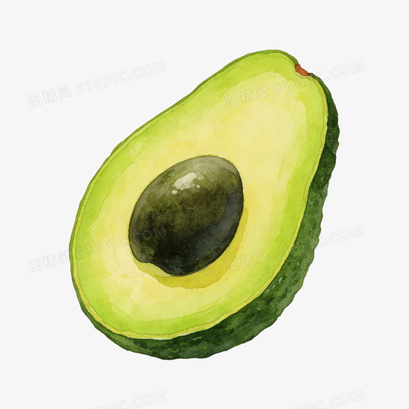 卡通切开的水果牛油果免抠元素