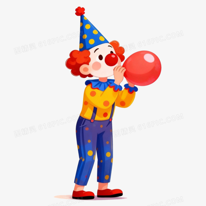 卡通手绘愚人节小丑形象插画免抠元素