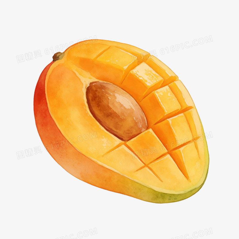 卡通切开的水果芒果免抠元素