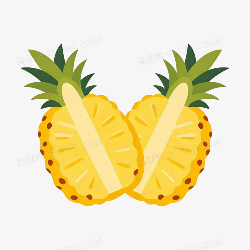 卡通切开的水果菠萝免抠元素