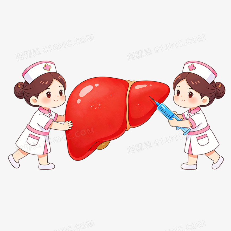 卡通手绘全国爱肝日免抠素材