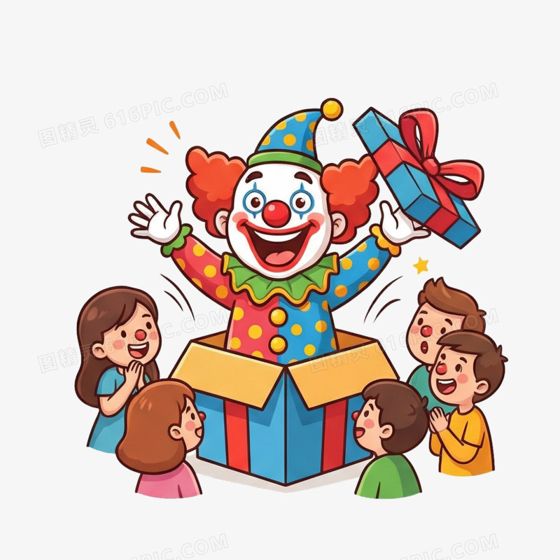 愚人节可爱小丑形象免抠元素