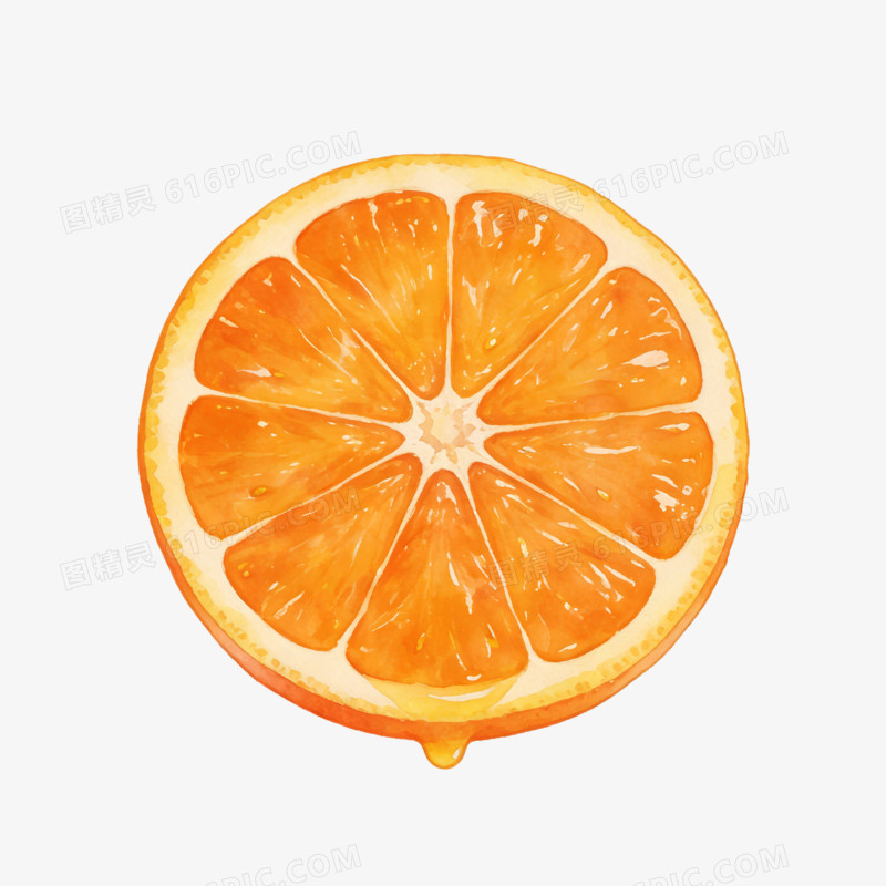 卡通切开的水果橙子免抠元素