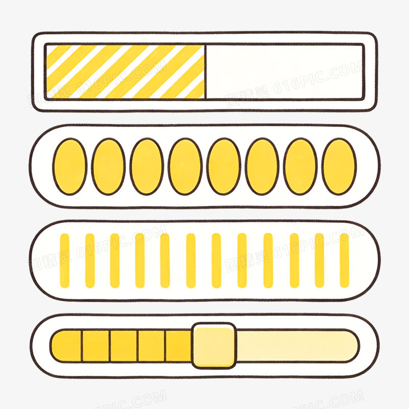 手绘插画进度条免抠元素