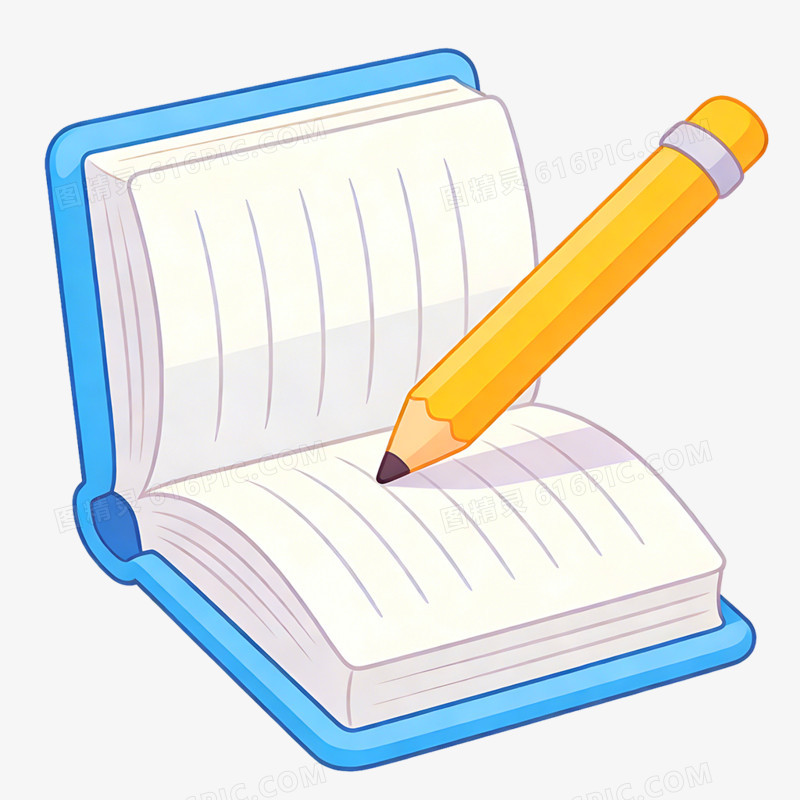 一组卡通手绘教育学习图标书本免抠元素