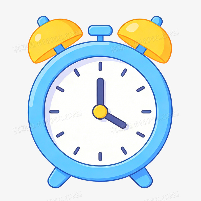 一组卡通手绘教育学习图标闹钟免抠元素