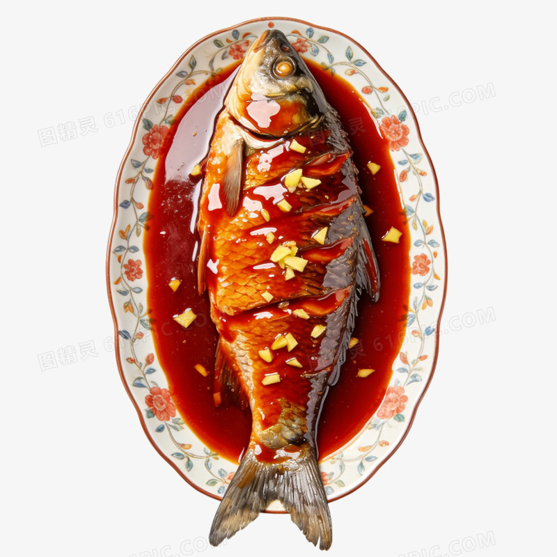 杭州西湖醋鱼特色美食免抠元素