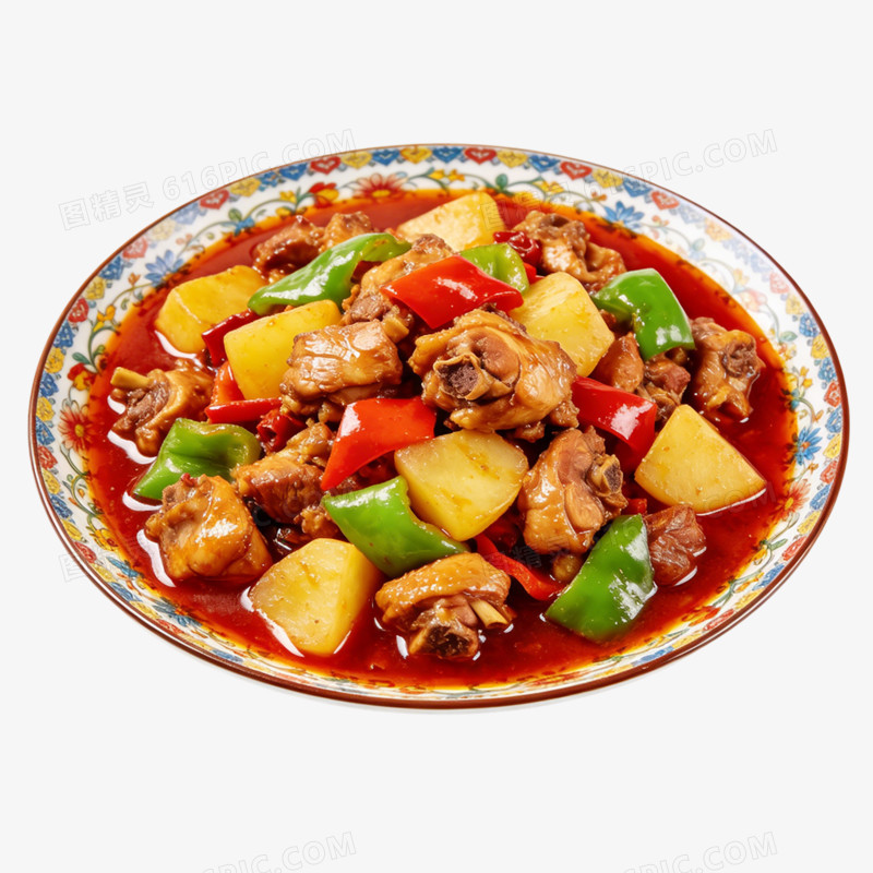 新疆大盘鸡特色美食免抠元素