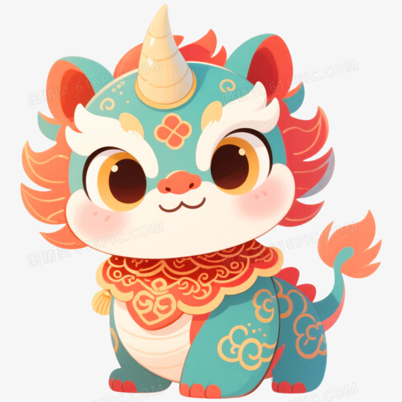 手绘插画新年年兽免抠元素