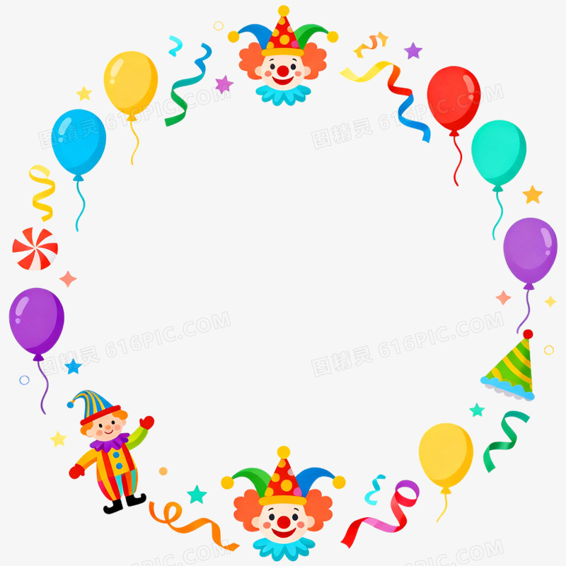 手绘插画愚人节边框免抠元素