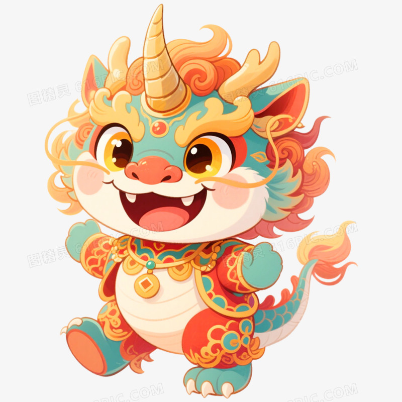 手绘插画新年年兽免抠元素