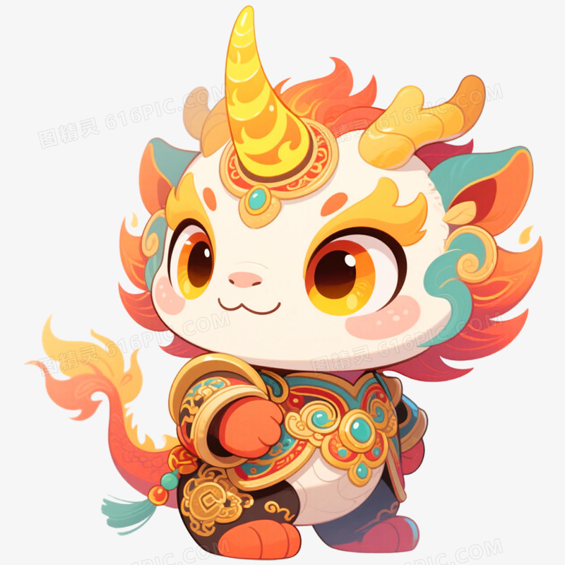 手绘插画新年年兽免抠元素