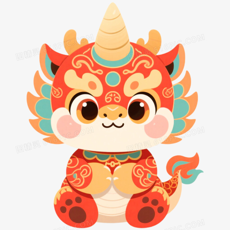 手绘插画新年年兽免抠元素