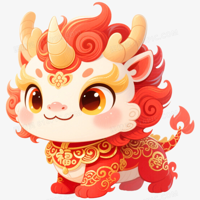 手绘插画新年年兽免抠元素