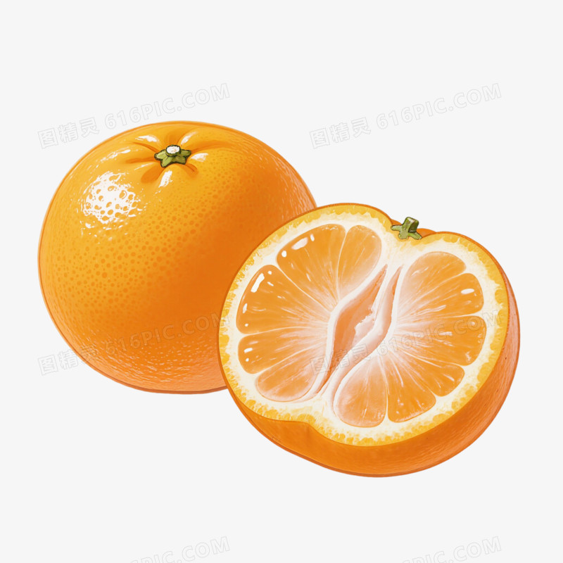 卡通风切开的水果免抠元素