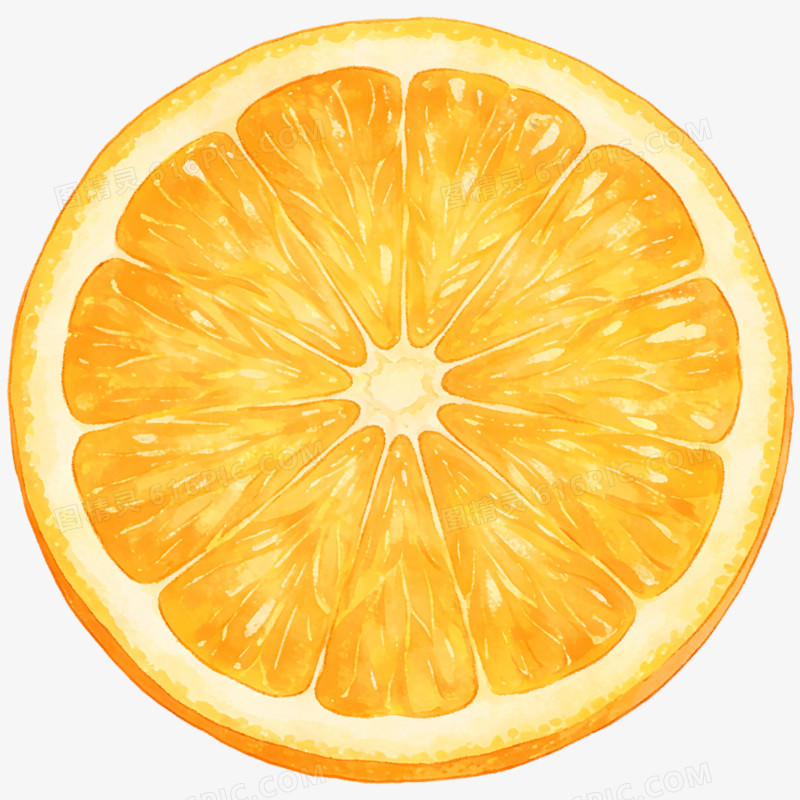 手绘插画切开的水果橙子免抠元素