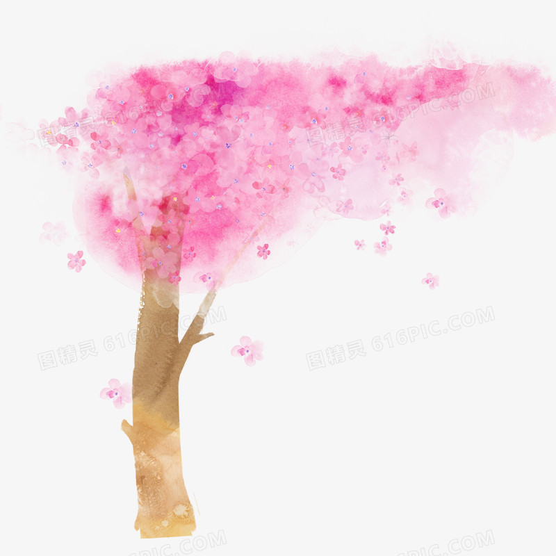 梦幻粉色树木