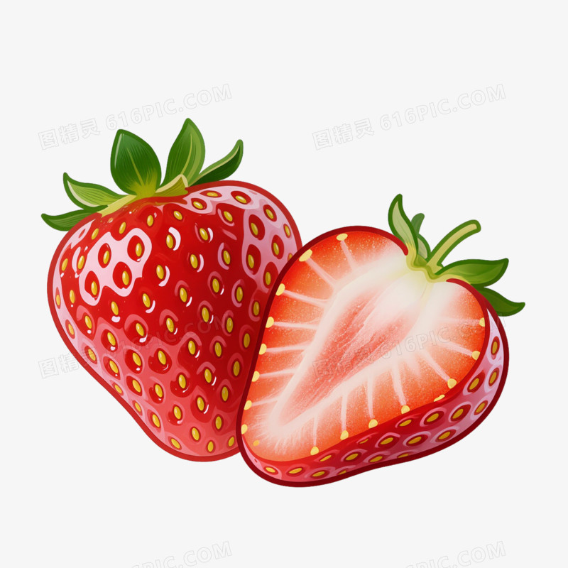 卡通风切开的水果免抠元素