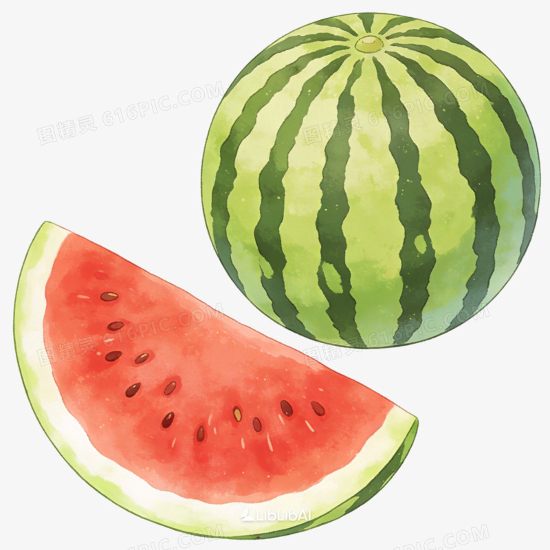 卡通风切开的水果免抠元素