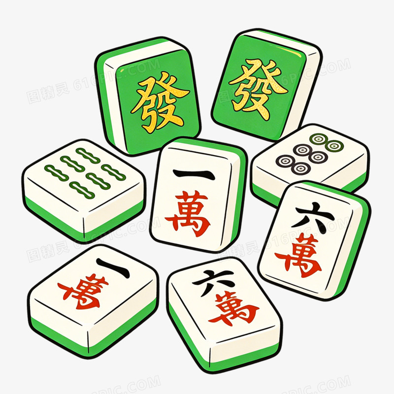卡通手绘麻将免抠元素