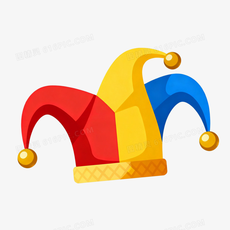 扁平风愚人节小丑帽免抠元素