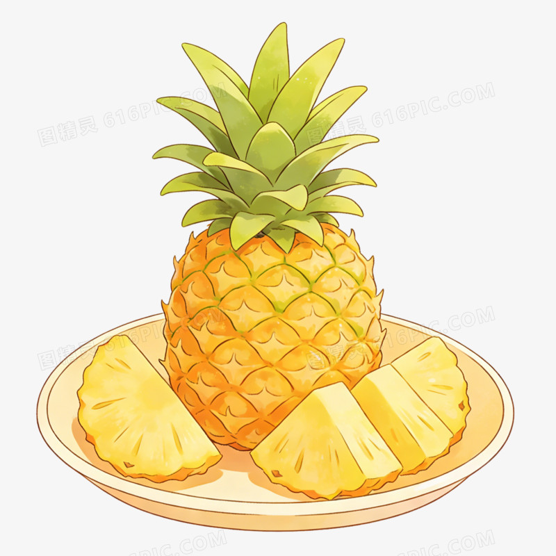 卡通风切开的水果免抠元素