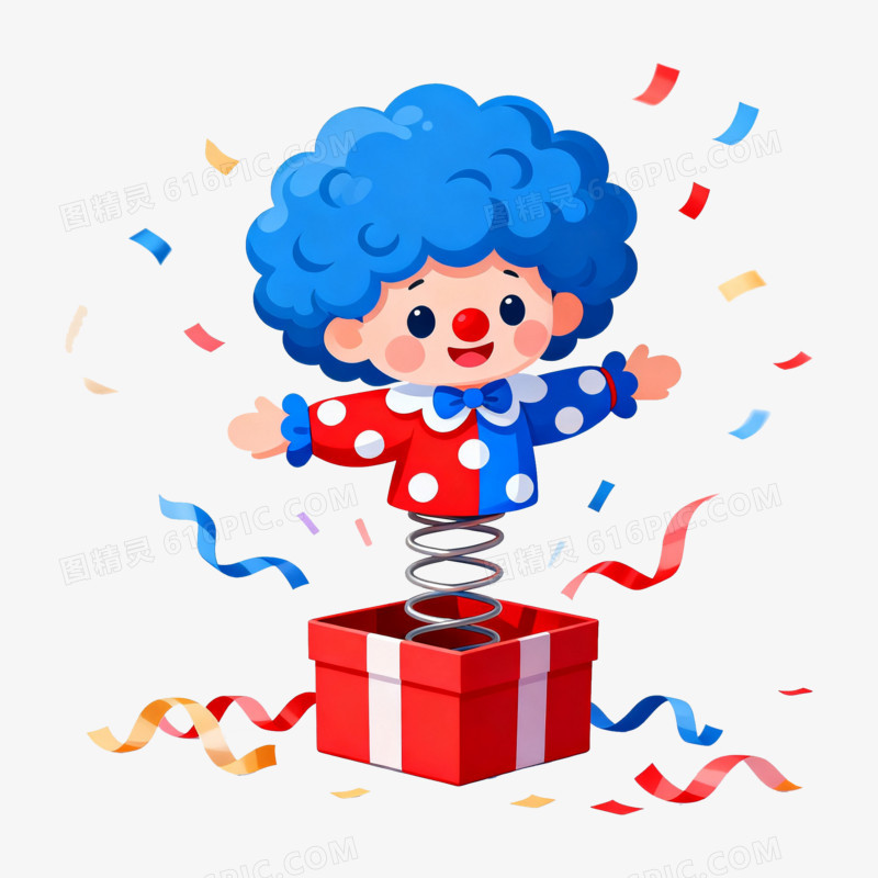 扁平风卡通小丑愚人节免抠元素