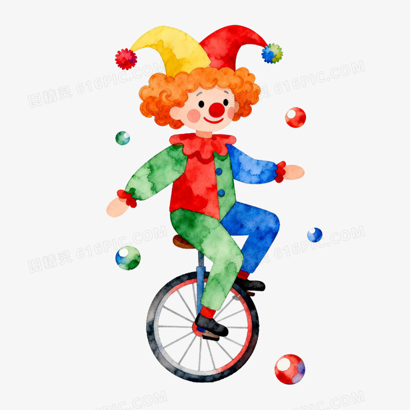 扁平风水彩风愚人节小丑免抠元素