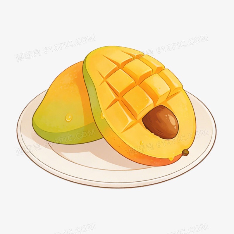 卡通风切开的水果免抠元素