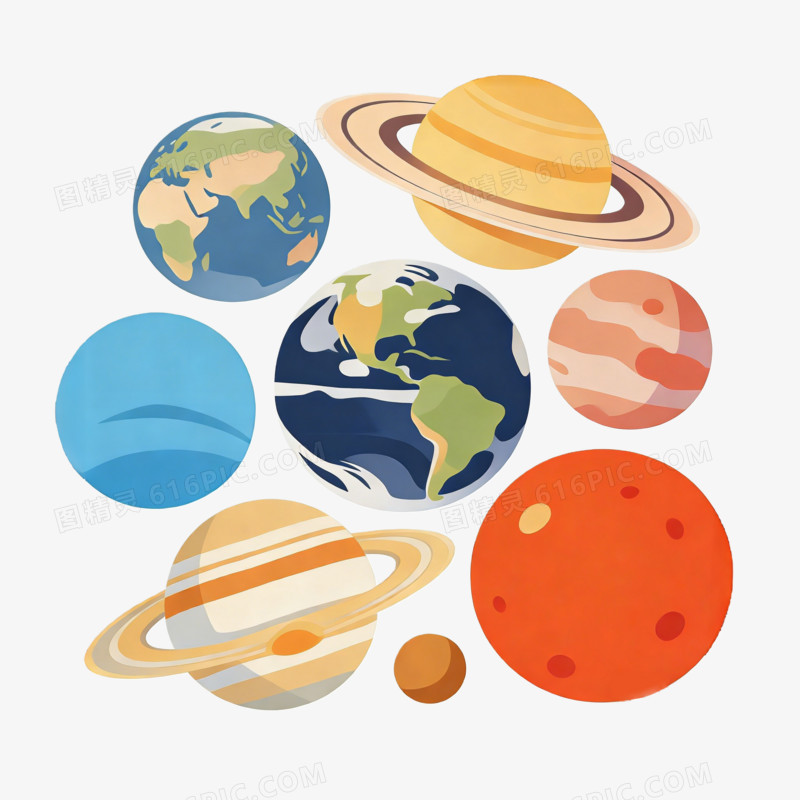 太阳系的各种天体行星ai免抠元素
