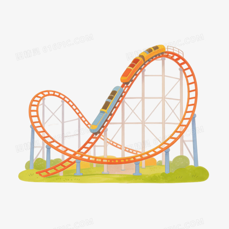 游乐场卡通绘画过山车ai免抠元素