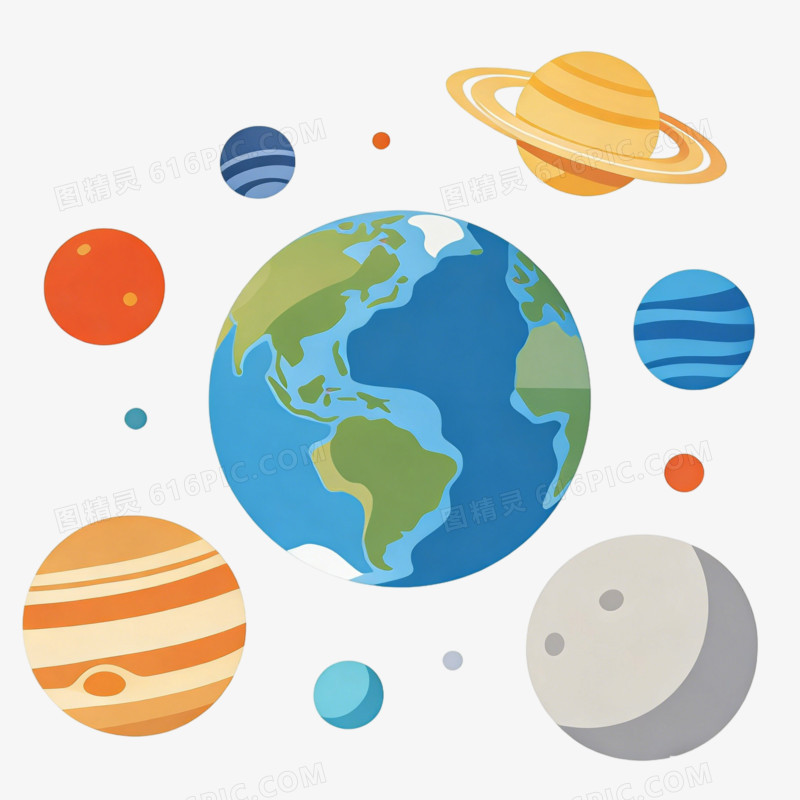 天体各种行星插画ai免抠元素