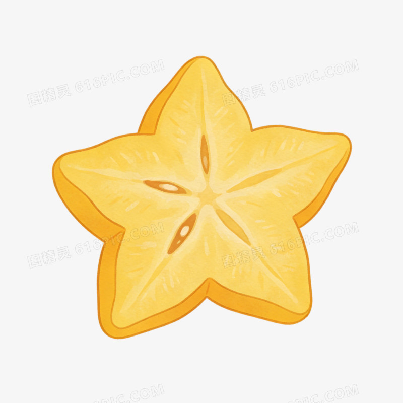 水果金黄色杨桃切片ai免抠元素