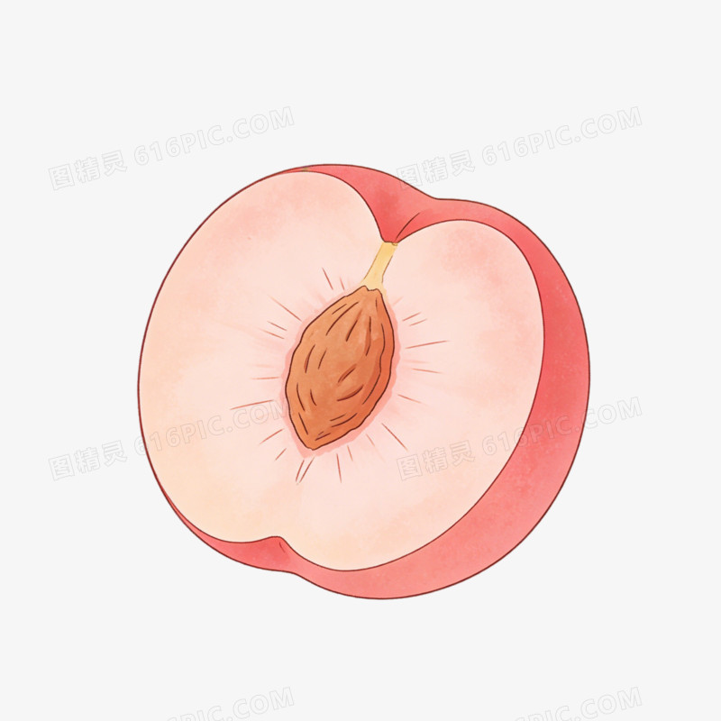 半个水蜜桃水果切片ai免抠元素