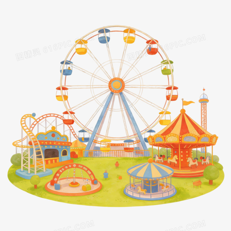 游乐场卡通绘画ai免抠元素