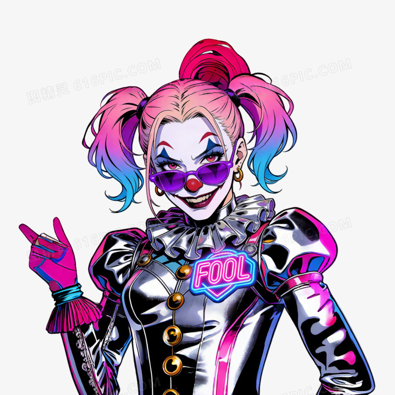 愚人节赛博朋克小丑ai免抠元素
