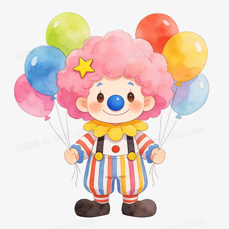愚人节拿起球的一个小丑ai免抠元素