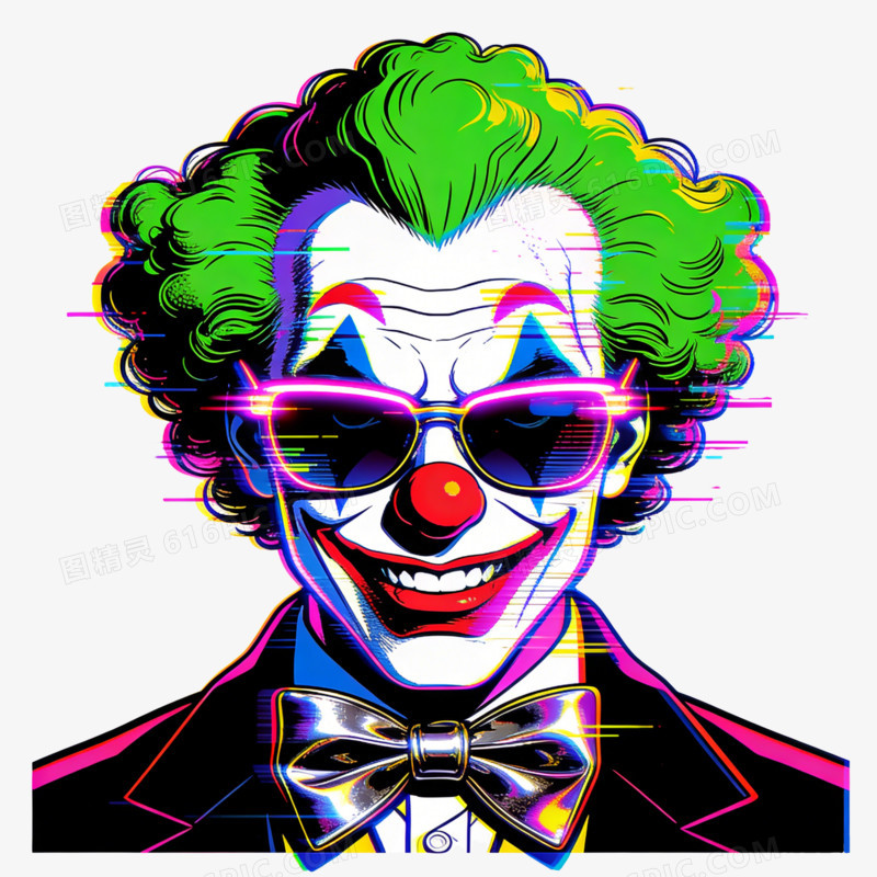 愚人节赛博朋克风格插画ai免抠元素