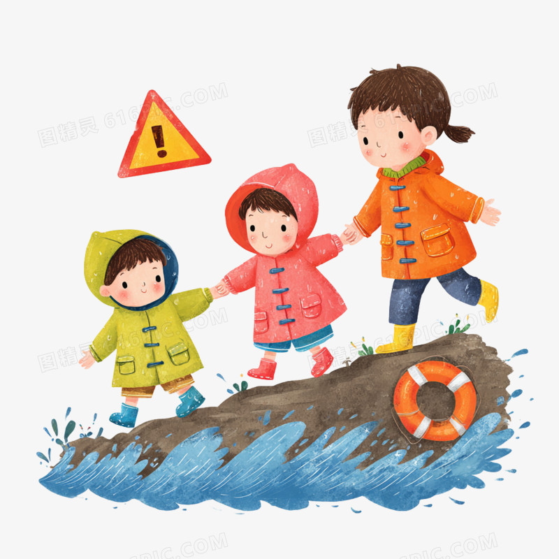 卡通手绘学生安全教育灾害预防免抠元素