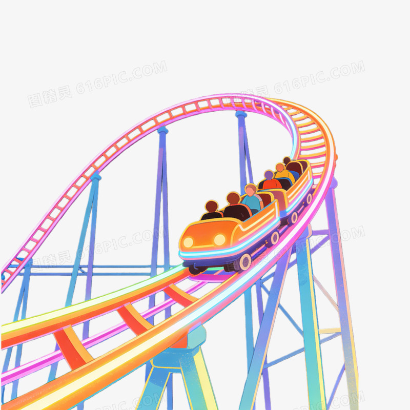 游乐场的过山车插画ai免抠元素