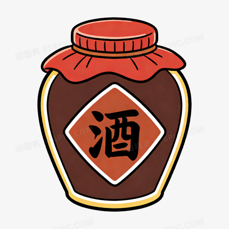 古风插画古诗词配图酒坛免抠元素
