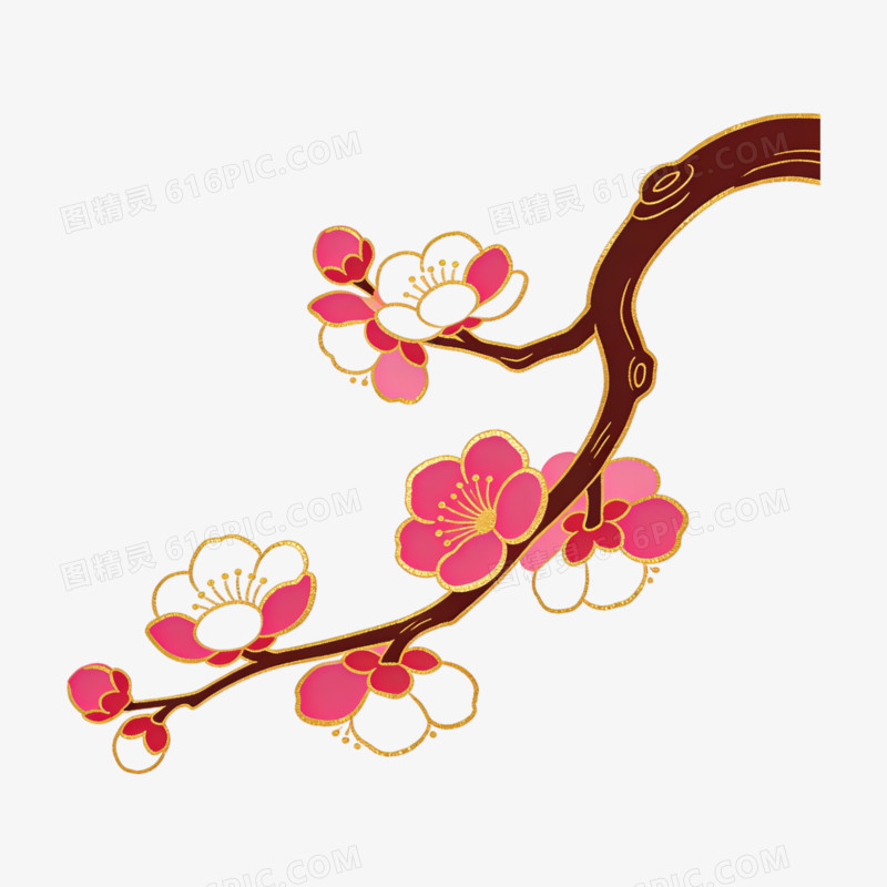 古风插画古诗词配图国潮风梅花免抠元素