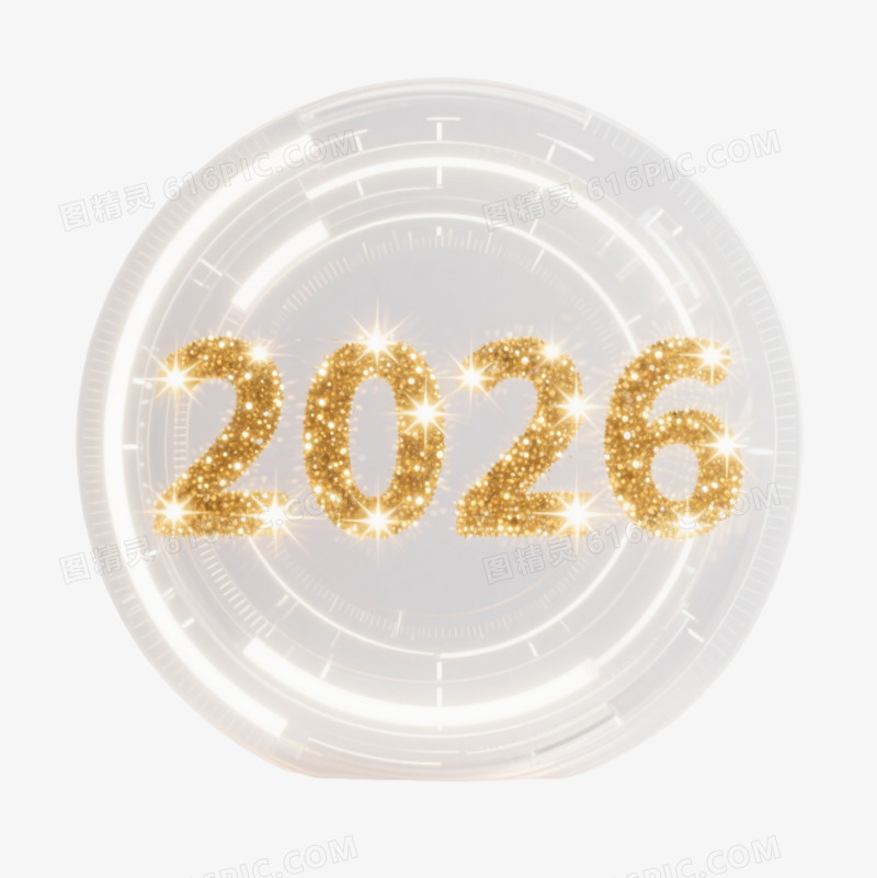 闪耀金色2026数字光效圆环