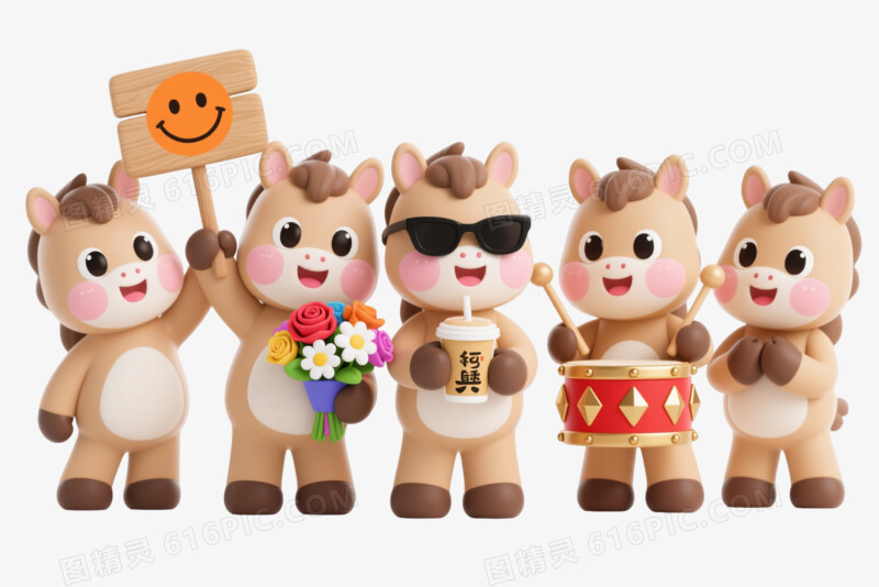 五只萌趣小马欢乐聚会