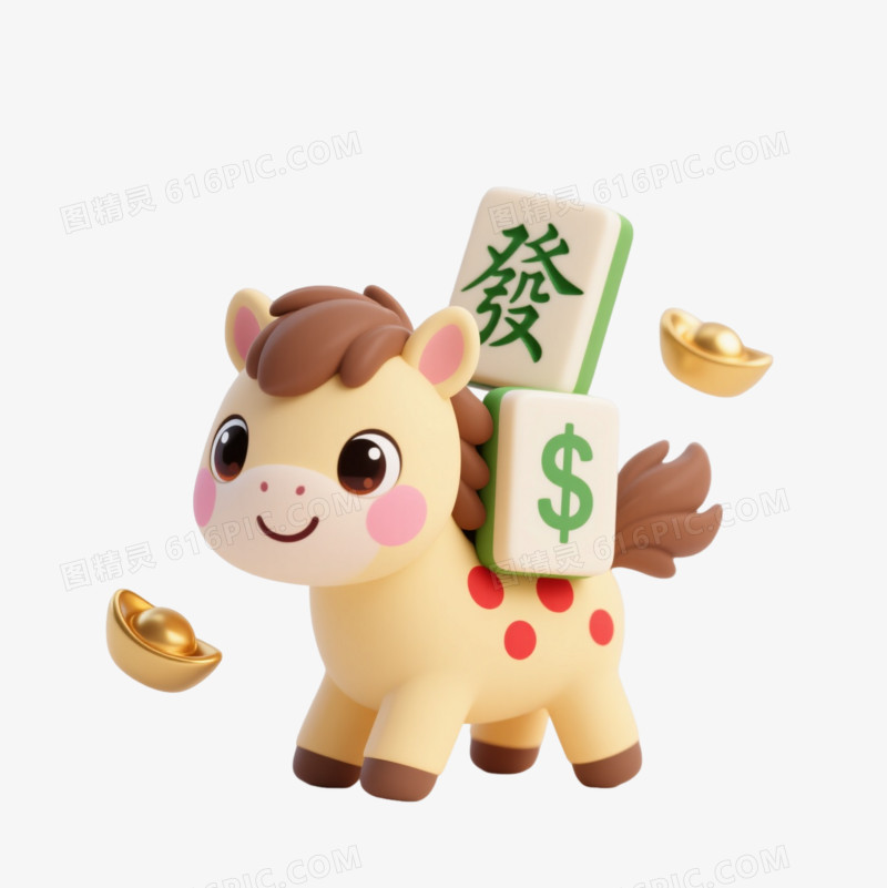 马上有钱卡通小马驮麻将金币